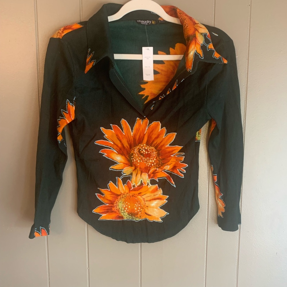 Black and Orange Floral Women's Top